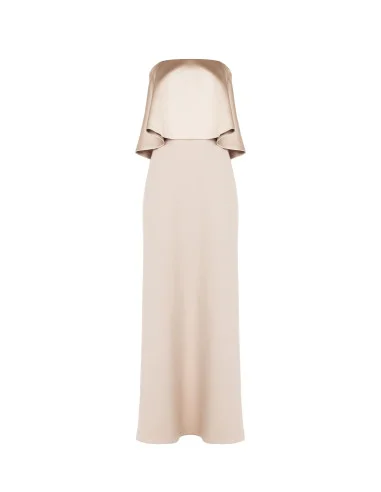 Robe longue bustier en crêpe scuba avec maxi volant en satin Rinascimento