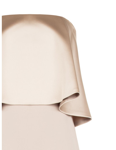 Long Sash Dress In Scuba Crepe With Maxi Ruffles In Satin Rinascime...