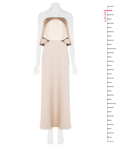 Long Sash Dress In Scuba Crepe With Maxi Ruffles In Satin Rinascime...