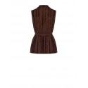 Gilet long rayé en viscose mélangée avec ceinture coordonnée Rinascimento