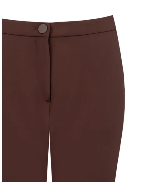 Cigarette Trousers in Fluid Fabric with Metal Button Rinascimento