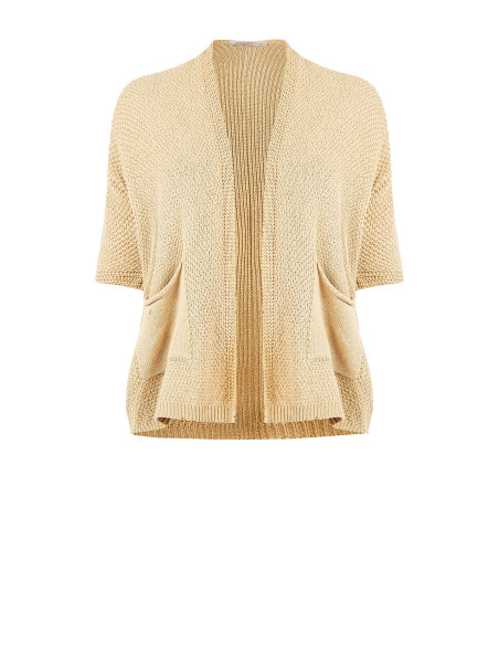 Curvy Open Cardigan In Cotton-Blend Cable-Knit And Openwork Fabric With Pockets Rinascimento Curvy