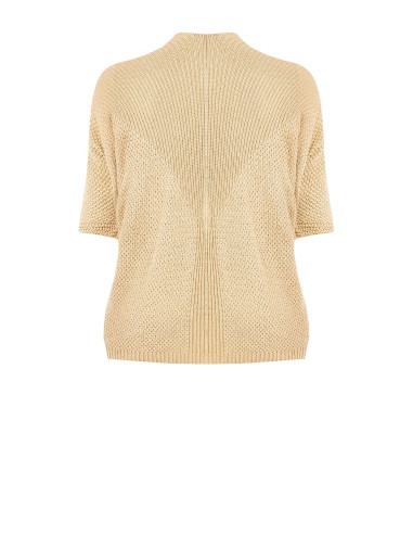 Cardigan Curvy ouvert en mélange de coton, en maille torsadée et ajourée, avec poches Rinascimento Curvy