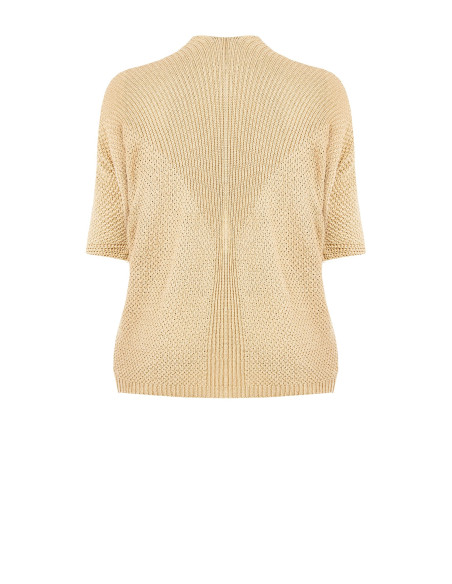 Curvy Open Cardigan In Cotton-Blend Cable-Knit And Openwork Fabric With Pockets Rinascimento Curvy