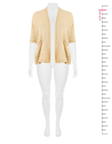 Curvy Open Cardigan In Cotton-Blend Cable-Knit And Openwork Fabric With Pockets Rinascimento Curvy
