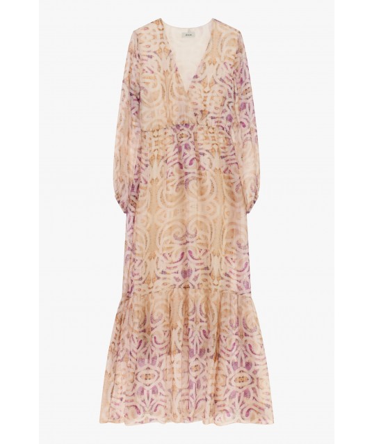 Long Dress With Paisley Print And Dixie V-Neckline