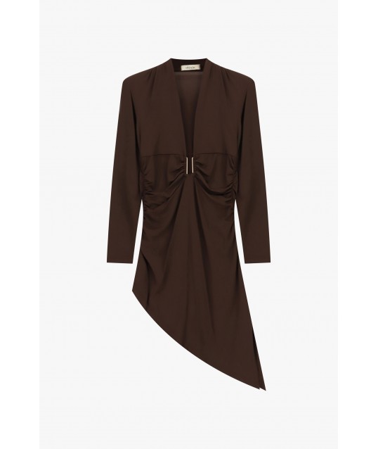 Short Dress With Deep Neckline And Draping Dixie