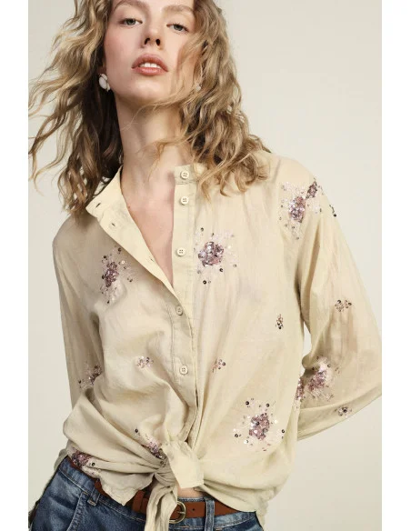 Camicia Con Paillettes E Collo Classico Dixie