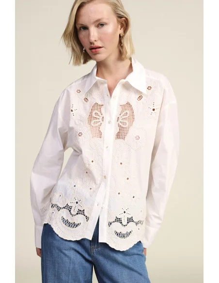 Embroidered Shirt With Wide Floral Pattern Dixie