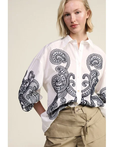 Camicia Ampia Con Ricamo Paisley E Bottoni Dixie