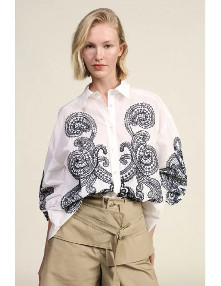Camicia Ampia Con Ricamo Paisley E Bottoni Dixie