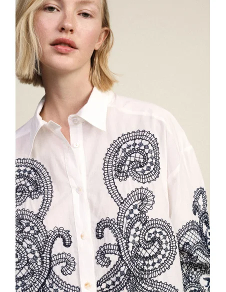 Camicia Ampia Con Ricamo Paisley E Bottoni Dixie