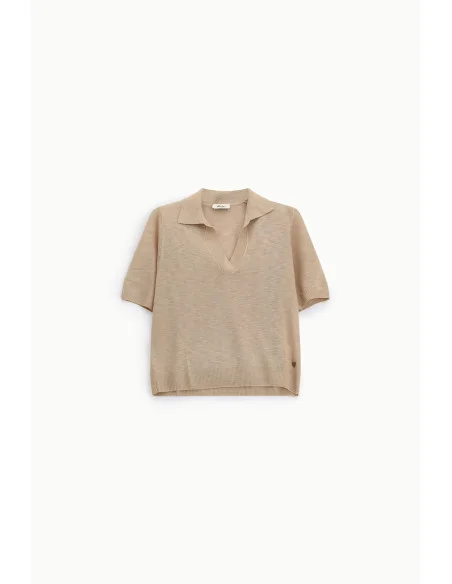 Maglione Manica Corta Con Scollo A V E Colletto Dixie