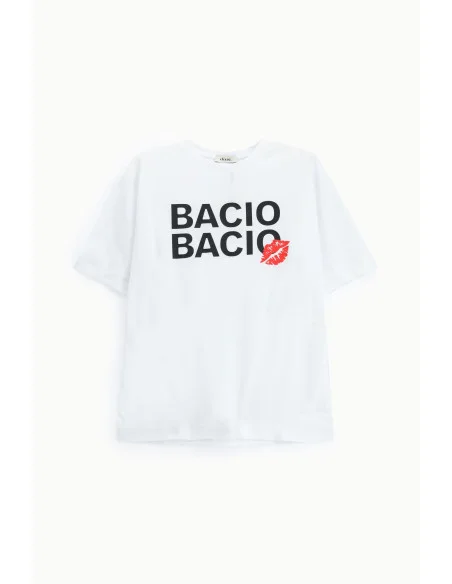 T-shirt à col ras du cou avec impression de baisers et motif Dixie Lips