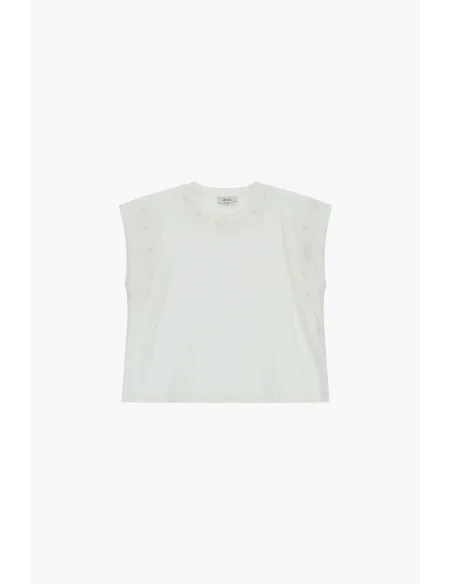Dixie Floral Embroidery Sleeveless Boxy Top