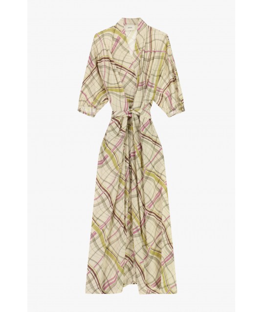 Robe longue croisée avec motif à carreaux Dixie