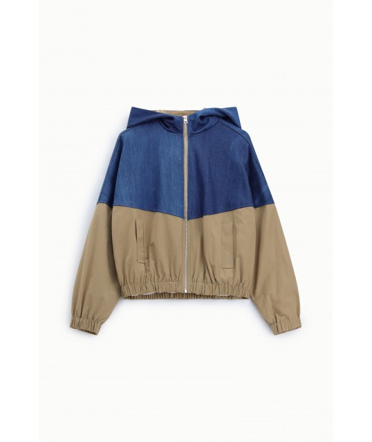 Veste bombardier avec fermeture éclair et capuche Colorblock Dixie