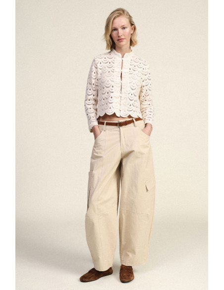 Pantaloni Palazzo Cropped Con Tasche Cargo Laterali Dixie