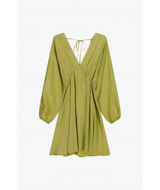 Short Dress With Long Sleeves And Deep Neckline Dixie
