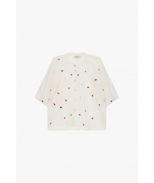 Camicia Ampia Con Maniche Corte E Dettagli Ricamati Dixie