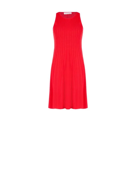 Slim Ribbed Mixed Viscose Knit Short A-line Dress by Rinascimento
