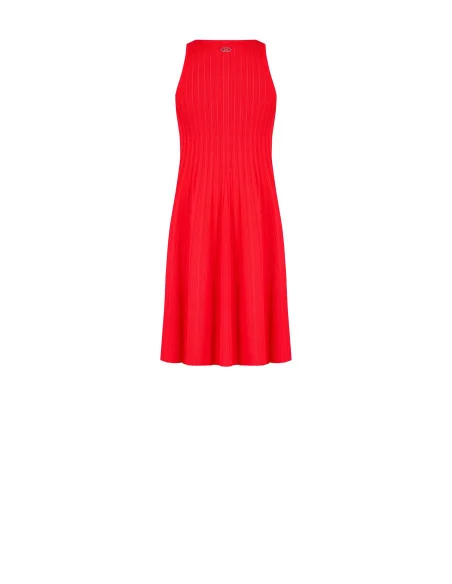 Slim Ribbed Mixed Viscose Knit Short A-line Dress by Rinascimento