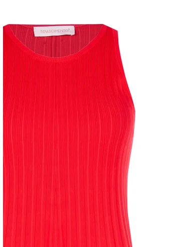 Abito Corto A Trapezio In Maglia Misto Viscosa A Coste Sottili Rinascimento