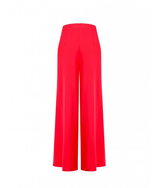 Extra Loose Palazzo Trousers in Fluid Fabric with Pockets and Side Zip Rinascimento