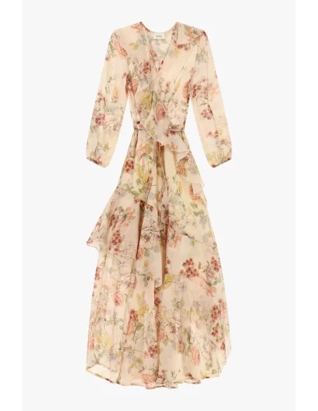 Robe longue à imprimé floral et volants asymétriques Dixie