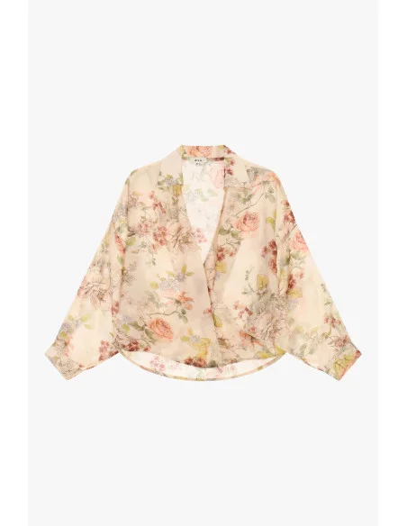 Blusa Ampia Fantasia Floreale Collo A Revers Dixie