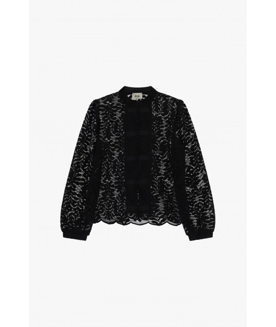 Lace Shirt With Bow Tie And Wavy Border Dixie