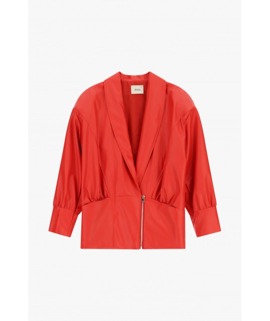 Veste en similicuir à manches trois quarts Dixie