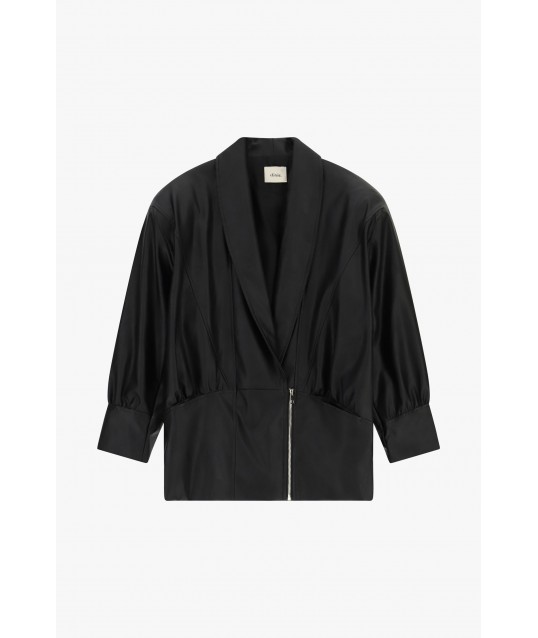 Veste en similicuir à manches trois quarts Dixie