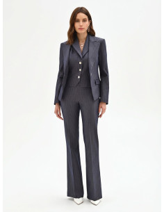 Giacca Blazer Sfiancata In Tessuto Tecnico A Righe Rinascimento