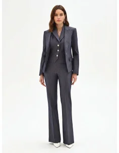 Giacca Blazer Sfiancata In Tessuto Tecnico A Righe Rinascimento