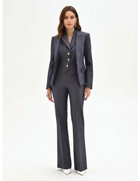 Giacca Blazer Sfiancata In Tessuto Tecnico A Righe Rinascimento
