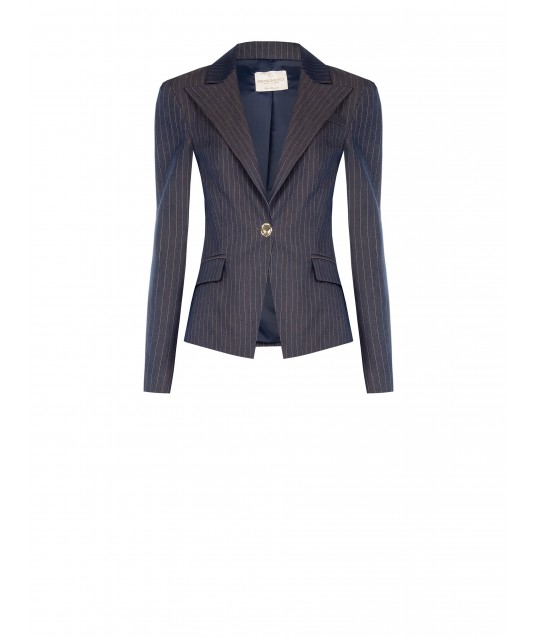 Giacca Blazer Sfiancata In Tessuto Tecnico A Righe Rinascimento