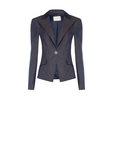 Fitted Blazer Jacket In Striped Technical Fabric Rinascimento