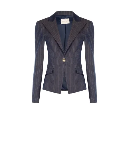 Fitted Blazer Jacket In Striped Technical Fabric Rinascimento