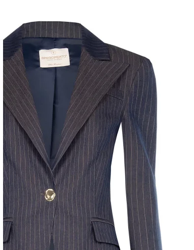 Fitted Blazer Jacket In Striped Technical Fabric Rinascimento