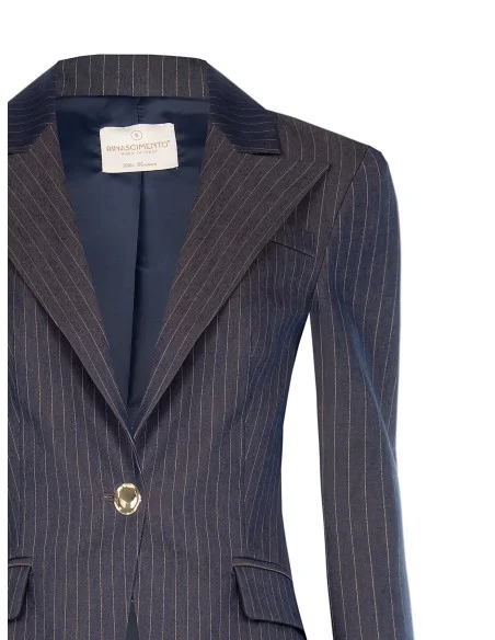 Giacca Blazer Sfiancata In Tessuto Tecnico A Righe Rinascimento