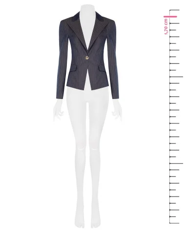 Fitted Blazer Jacket In Striped Technical Fabric Rinascimento