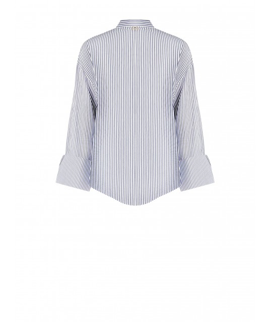 Mixed Viscose Striped Shirt with Maxi Cuffs and Concealed Buttons Rinascimento
