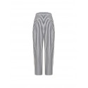 Pantaloni Palazzo A Righe In Misto Lino E Viscosa Con Pannello Asimmetrico Rinascimento