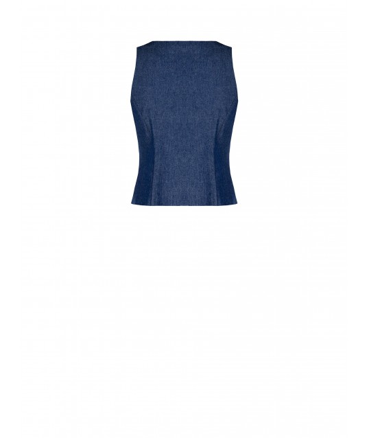 Lightweight Denim Waistcoat With Zip Logo Rr Rinascimento