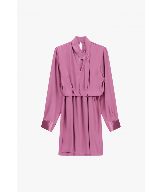 Robe courte à encolure croisée et manches longues Dixie