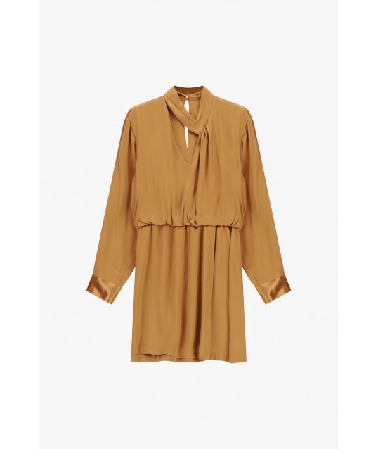Robe courte à encolure croisée et manches longues Dixie