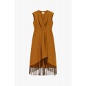Midi Sleeveless Dress With Asymmetrical Fringes Dixie