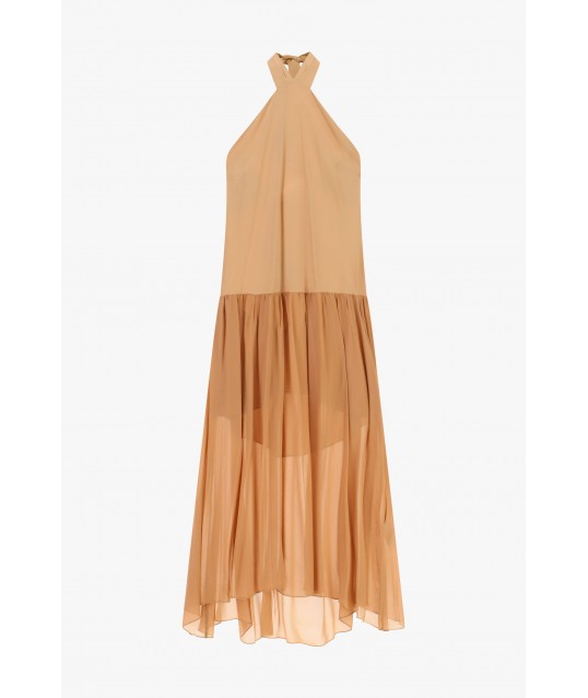 Long Dress With All\X1aamerican Neckline And Flounce Dixie