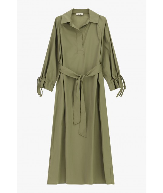 Long Dress With Belt And Curly Sleeves Dixie